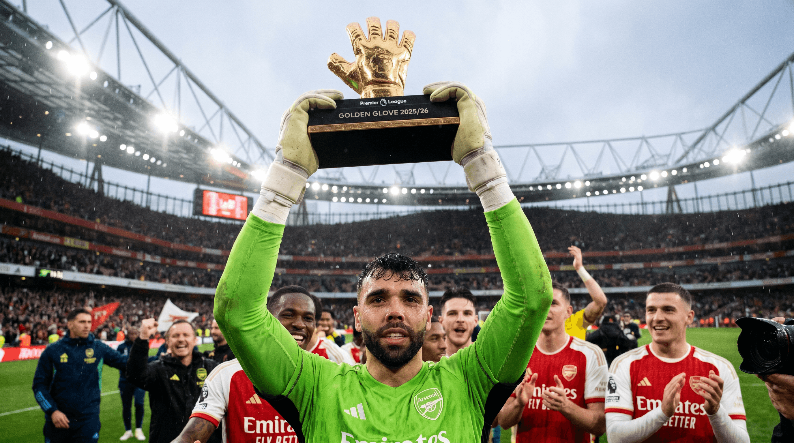 David Raya celebra su tercer Guante de Oro en la Premier League 2025/26