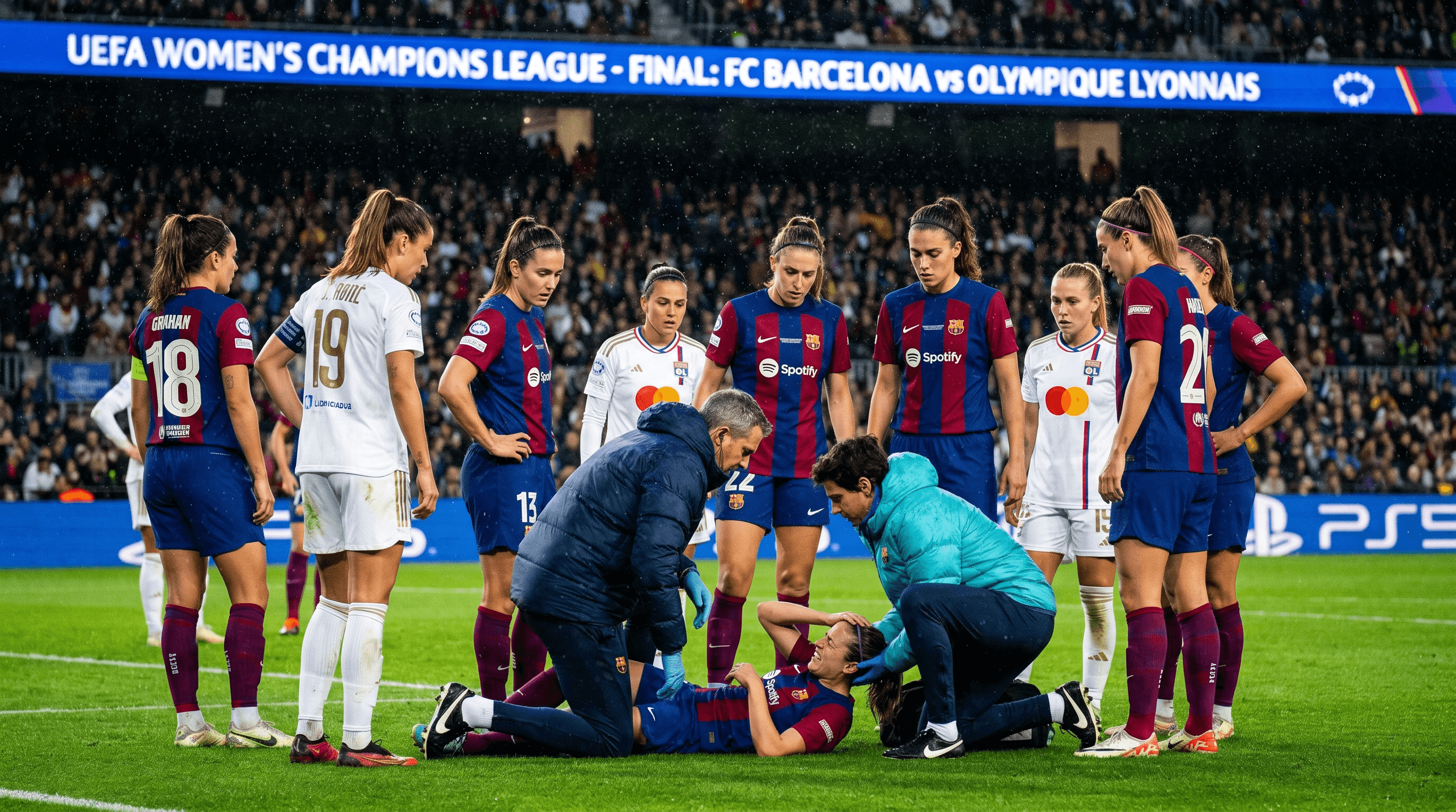 Caroline Graham en acción durante un partido del FC Barcelona femenino