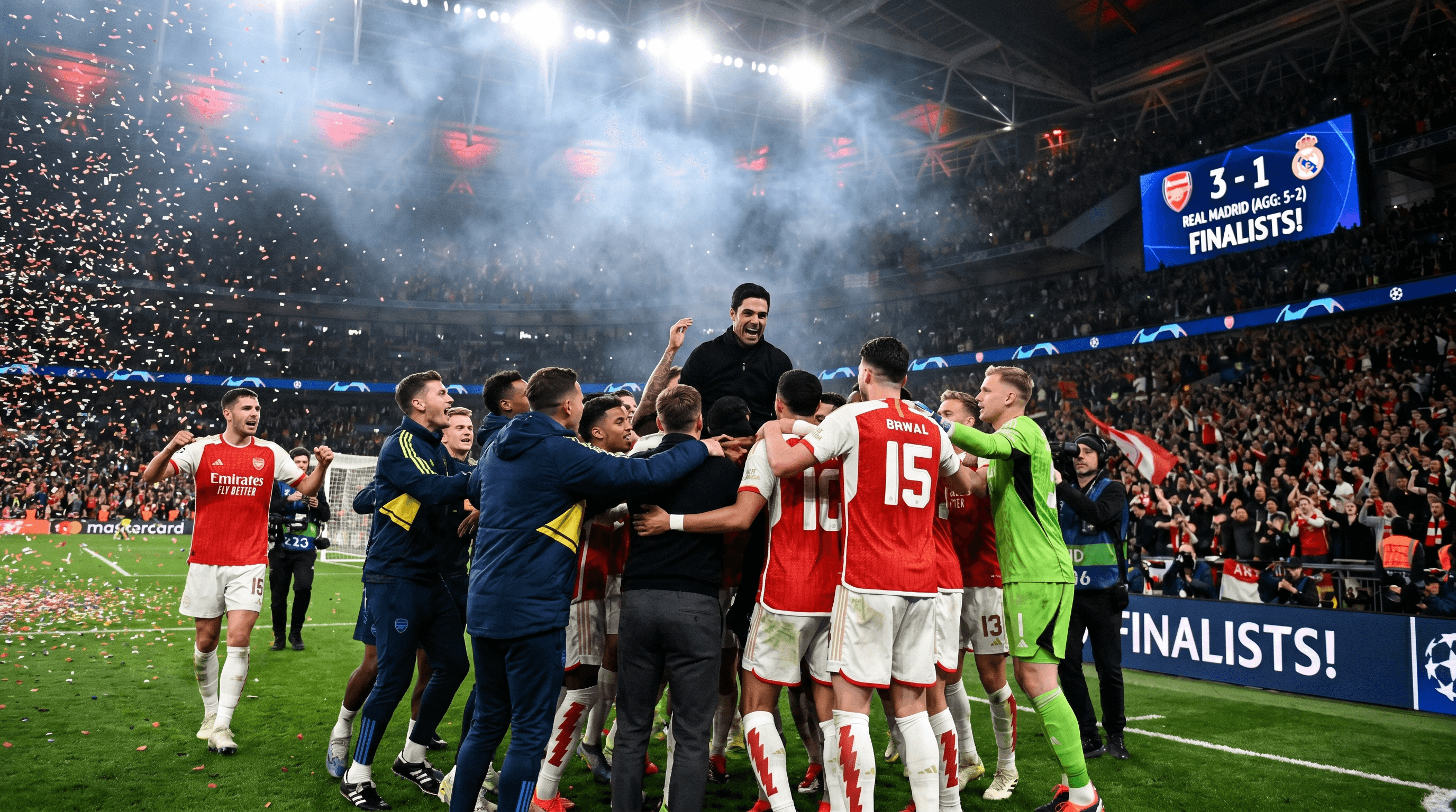 Arsenal celebra su victoria sobre el PSG en semifinales de Champions League