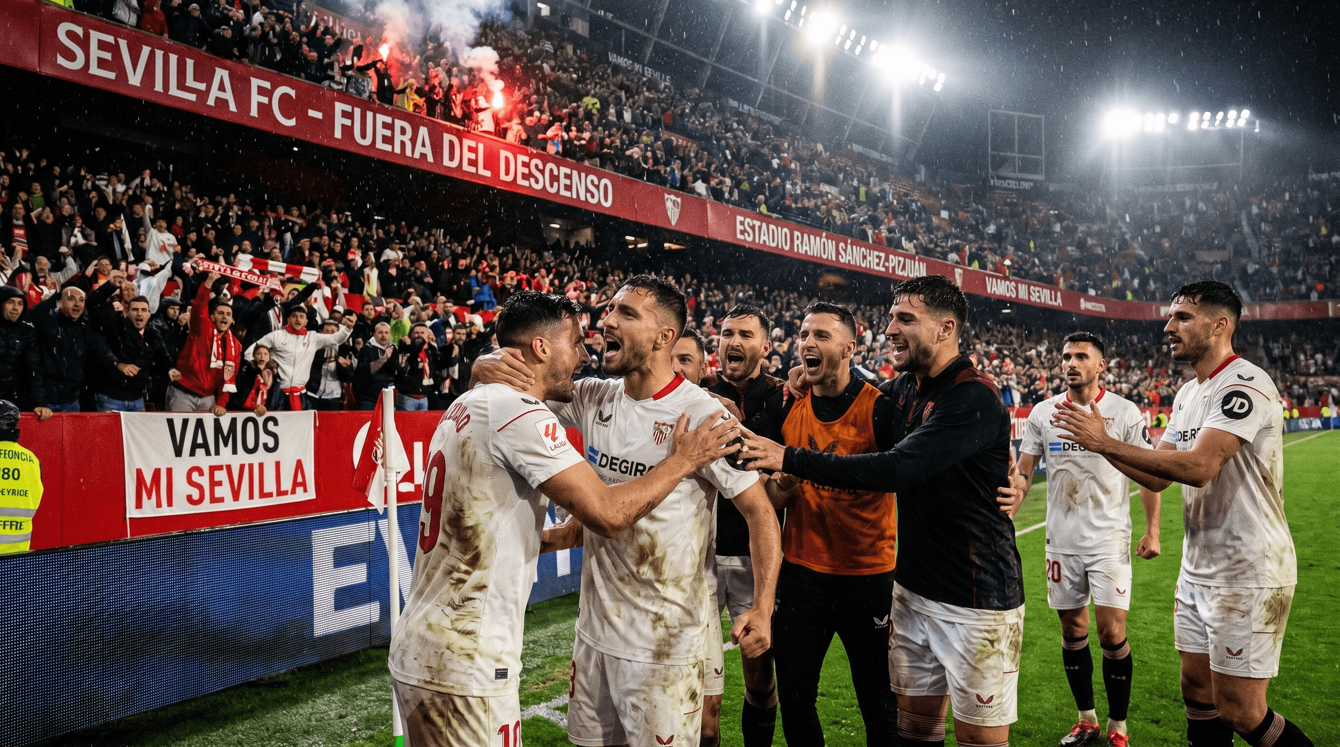 Alexis Sánchez celebra su gol que da la victoria al Sevilla contra la Real Sociedad